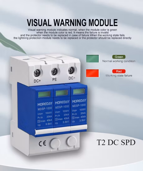 1000 V 20ka 40ka 2p 3p DC SPD Protector contra sobretensiones fotovoltaica y dispositivo de protección contra sobretensiones solares